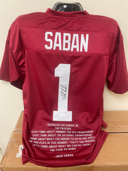 NICK SABAN AUTOGRAPHED CUSTOM JERSEY